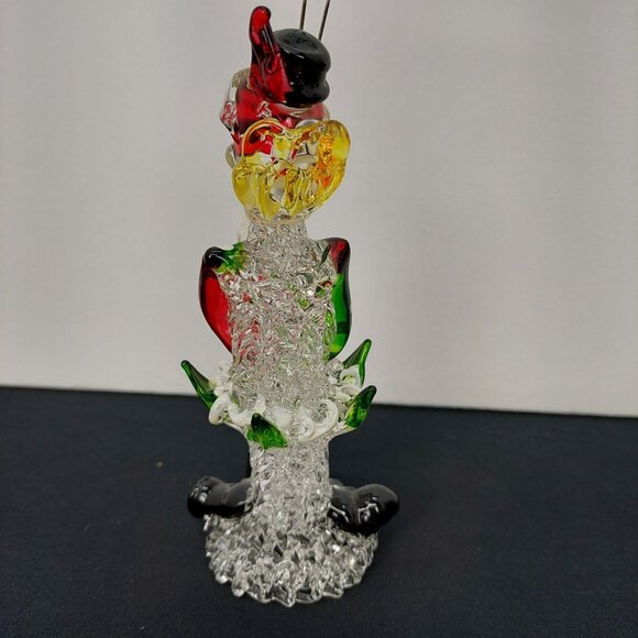 VTG Handcrafted Spaghetti Glass Clown Figurine Holding Red Green White Balloons - Picture 7 of 7